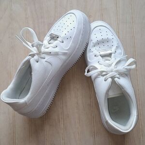 Nike Air Force 1 Sage Low Triple White Laced Flatform Trendy Sneakers